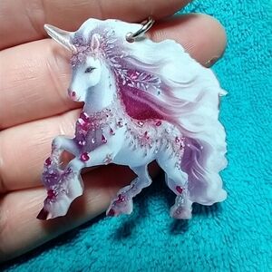 Cute unicorn purple white keychain key ring